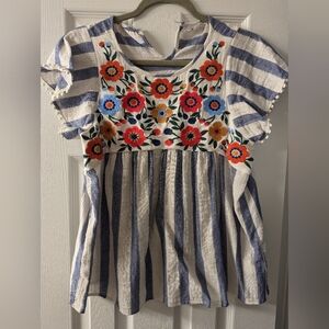 Embroidered Peplum Style Blouse